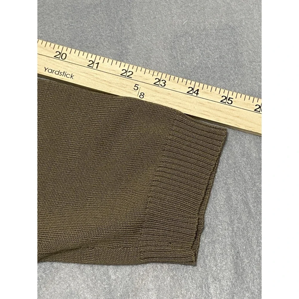 Banana Republic Mens L V-Neck Sweater Olive Brown Extra Fine Italian Merino Wool